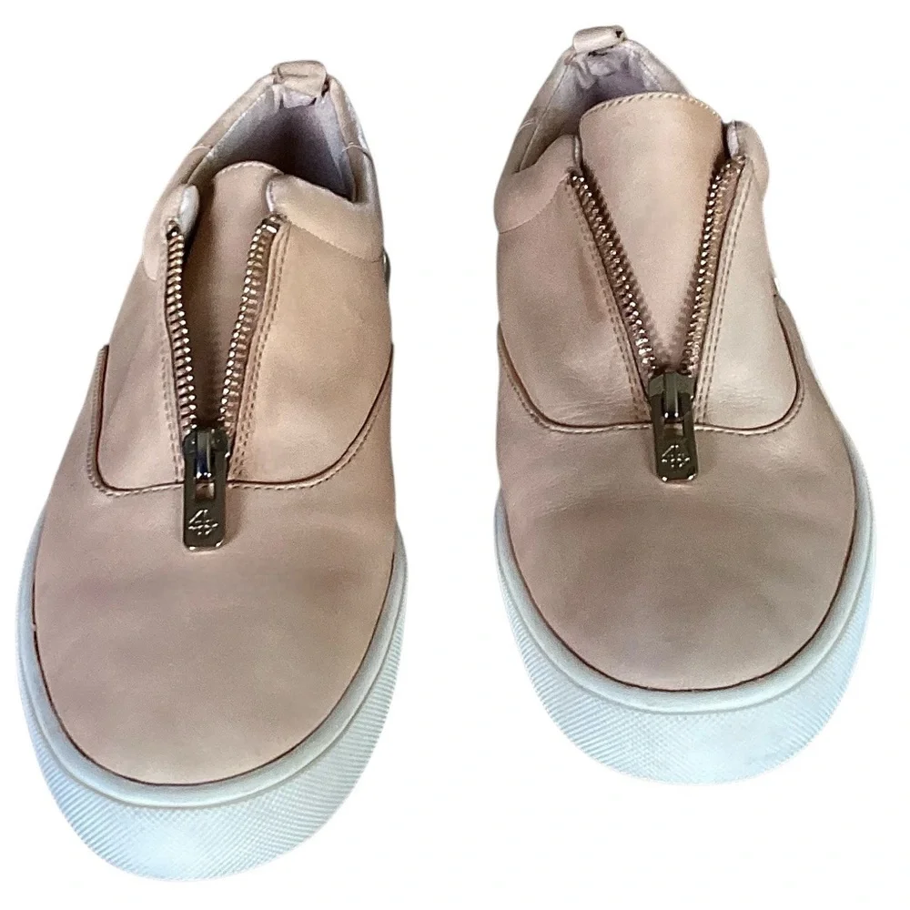 Antonio Melani Garta Suntan Beige Leather Zip Up Sneakers Women’s Size 10